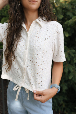 Madrid Knit Eyelet Button Up by Z Supply *final sale - The Red Thread Boutique