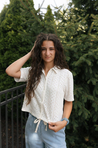 Madrid Knit Eyelet Button Up by Z Supply *final sale - The Red Thread Boutique