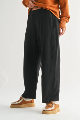 Malibu Air Cotton Barrel Lounge Pants, Black - The Red Thread Boutique