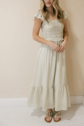 Marley Stripe Dress, Green - The Red Thread Boutique