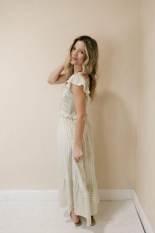 Marley Stripe Dress, Green - The Red Thread Boutique