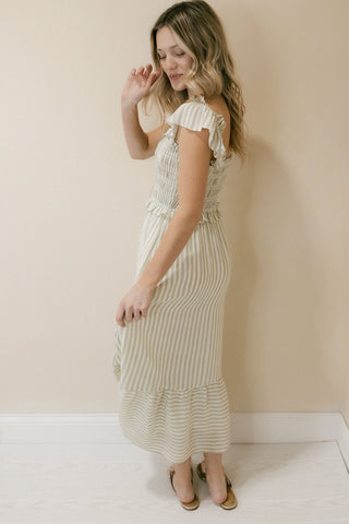 Marley Stripe Dress, Green - The Red Thread Boutique