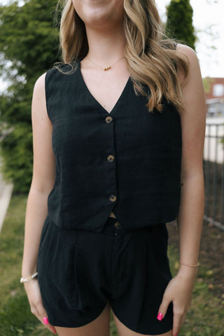 Marta Linen Vest, Black by Z Supply *final sale - The Red Thread Boutique