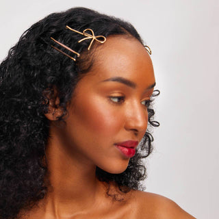 Metal Enamel Cloud & Bow Bobby Pins 8pc Set - Rosewood - The Red Thread Boutique