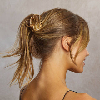 Metal Medium Open Shape Puffy Claw Clip - Gold - The Red Thread Boutique