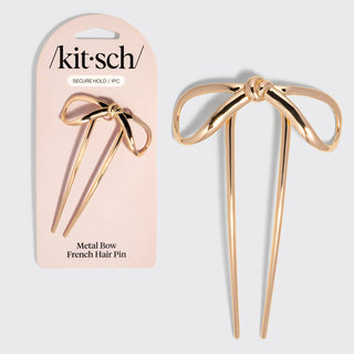 Mini Metal Bow French Hair Pin - Gold - The Red Thread Boutique