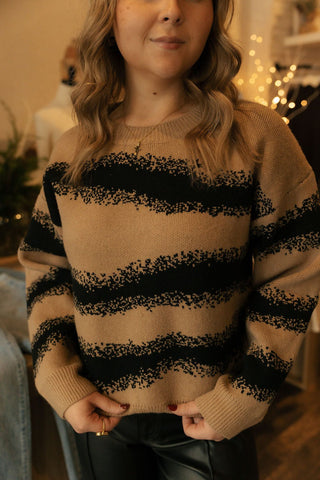Mocha/Black Stripe Sweater *final sale* - The Red Thread Boutique
