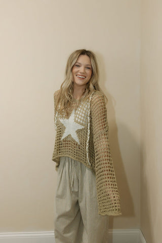 Montana Star Crochet Hooded Sweater - The Red Thread Boutique