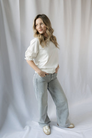 Montego Bay High Rise Wide Leg, Gray Jeans - The Red Thread Boutique