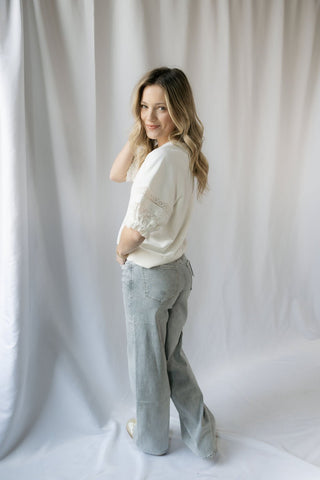 Montego Bay High Rise Wide Leg, Gray Jeans - The Red Thread Boutique