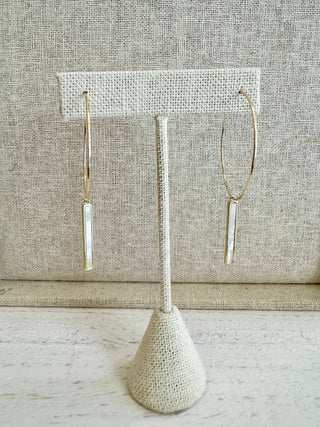 Mother of Pearl bar hoops - The Red Thread Boutique
