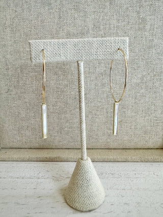 Mother of Pearl bar hoops - The Red Thread Boutique