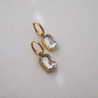 Naomi Hoops - White | Zircon Drop Hoops - The Red Thread Boutique