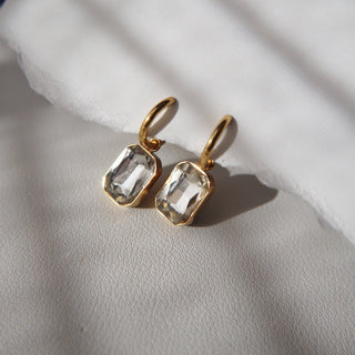 Naomi Hoops - White | Zircon Drop Hoops - The Red Thread Boutique