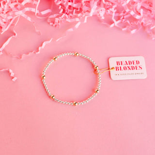 Olive Bracelet in Silver with Gold: Standard 6.75 inch - The Red Thread Boutique