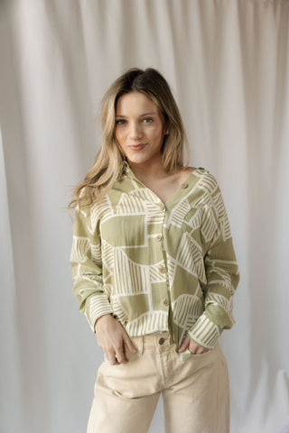 Opal Abstract Top, Olive - The Red Thread Boutique