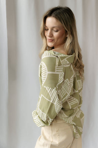 Opal Abstract Top, Olive - The Red Thread Boutique