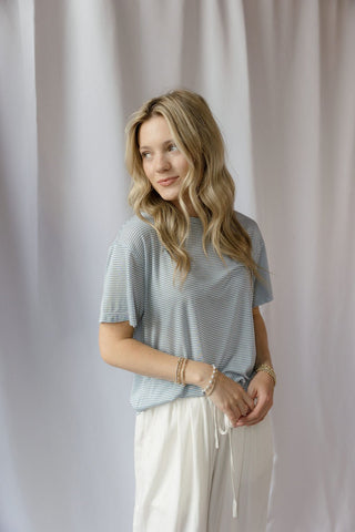 Opalite Tee, Blue Stripe - The Red Thread Boutique