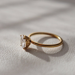 Oval Solitaire Ring | Zirconia Ring: 7 - The Red Thread Boutique