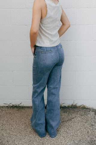 Patch Pocket Wide Leg Flare - The Red Thread Boutique