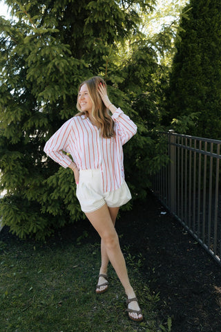 Pleated Lace Trim Shorts, White *final sale* - The Red Thread Boutique