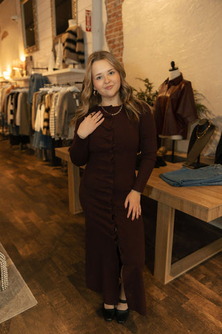 Pleated Split Dress, Burgundy *final sale - The Red Thread Boutique