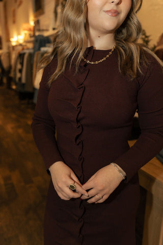 Pleated Split Dress, Burgundy *final sale - The Red Thread Boutique