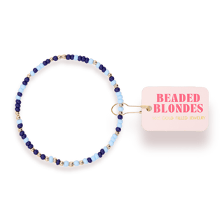 Powder Blue and Navy Sprinkle Bracelet: Standard 6.75 Inch - The Red Thread Boutique