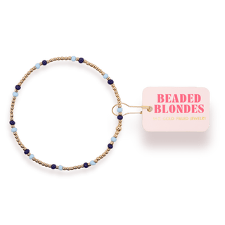 Powder Blue and Navy Two Toned Dainty Poppi Bracelet: Standard 6.75 Inch - The Red Thread Boutique