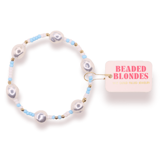 Powder Blue and White Sadie Sprinkle Bracelet: Standard 6.75 Inch - The Red Thread Boutique