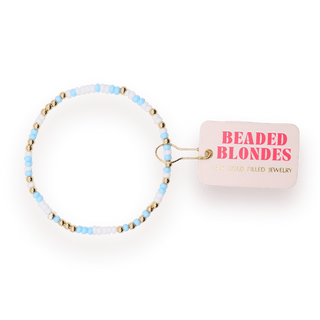 Powder Blue and White Sprinkle Bracelet: Gold / Standard 6.75 inch - The Red Thread Boutique