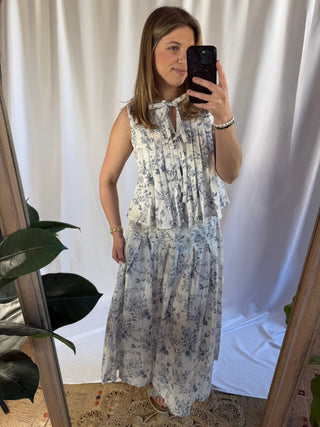 Presley Toile Skirt, Blue - The Red Thread Boutique