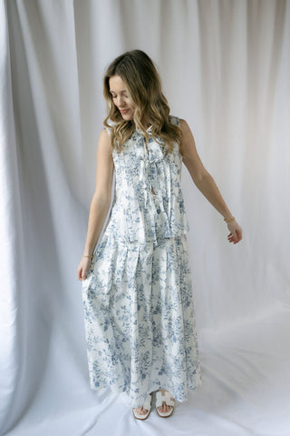 Presley Toile Skirt, Blue - The Red Thread Boutique