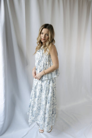 Presley Toile Tank, Blue - The Red Thread Boutique