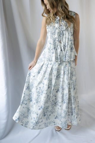 Presley Toile Tank, Blue - The Red Thread Boutique