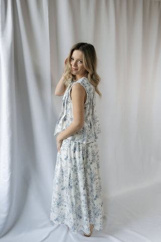 Presley Toile Tank, Blue - The Red Thread Boutique