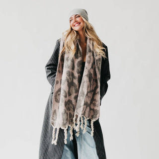 Priscilla Printed Scarf: Brown - The Red Thread Boutique