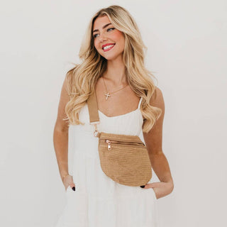 Rachel Raffia Westlyn Bum Bag: Black - The Red Thread Boutique