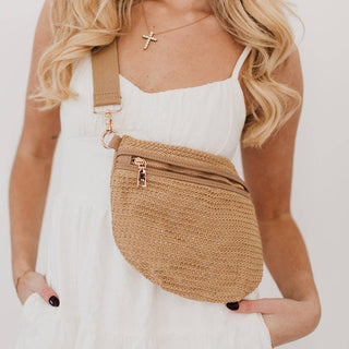 Rachel Raffia Westlyn Bum Bag: Tan - The Red Thread Boutique