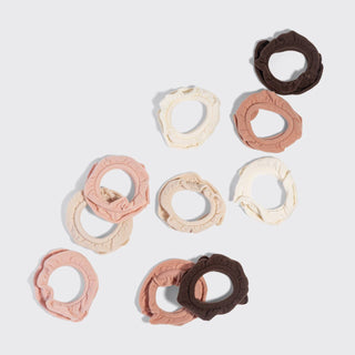 Recycled Fabric Petal Hair Elastics 10pc Set - Blush - The Red Thread Boutique