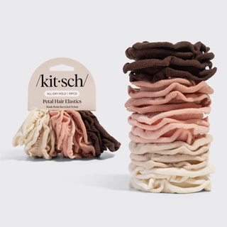 Recycled Fabric Petal Hair Elastics 10pc Set - Blush - The Red Thread Boutique