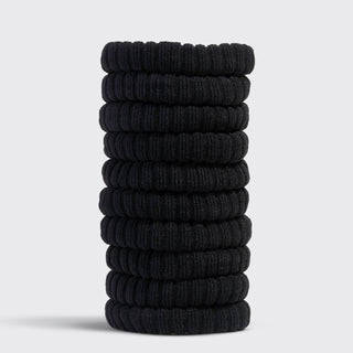 Recycled Fabric Ribbed Hair Elastics 10pc Set - Black - The Red Thread Boutique
