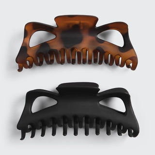 Recycled Plastic Jumbo Classic Claw Clips 2pc - Black & Tort - The Red Thread Boutique