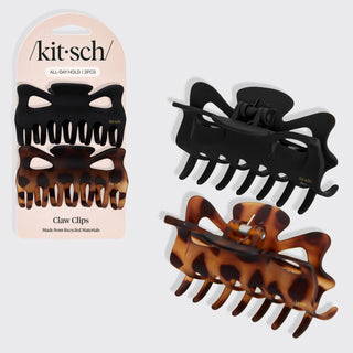 Recycled Plastic Large Claw Clip 2pc Set - Black & Tort - The Red Thread Boutique