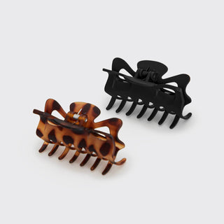 Recycled Plastic Large Claw Clip 2pc Set - Black & Tort - The Red Thread Boutique