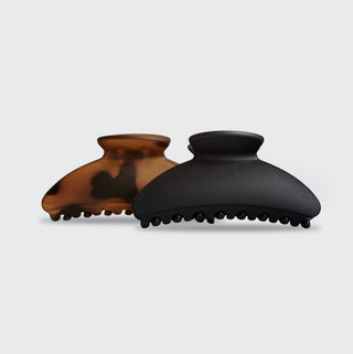 Recycled Plastic Medium Claw Clips 2pc - Black & Tort - The Red Thread Boutique