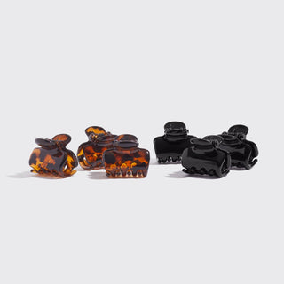 Recycled Plastic Mini Puffy Claw Clips 6pc Set - Black/Tort - The Red Thread Boutique