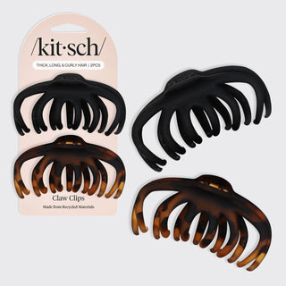 Recycled Plastic Octopus Claw Clips 2pc - Black & Tort - The Red Thread Boutique
