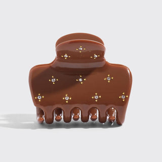 Recycled Plastic Rhinestone Medium Puffy Claw Clip 1pc - Camel - The Red Thread Boutique