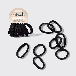 Recycled Seamless Hair Elastics 8pc Set - Black - The Red Thread Boutique